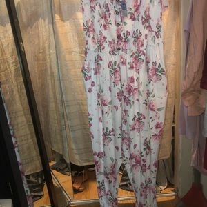 Floral tube top jumpsuit with pockets nwt